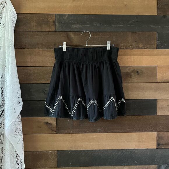 90s Y2K Vanity Black Beaded Gem Mini Skirt Elastic Pull On Waist - Picture 2 of 5